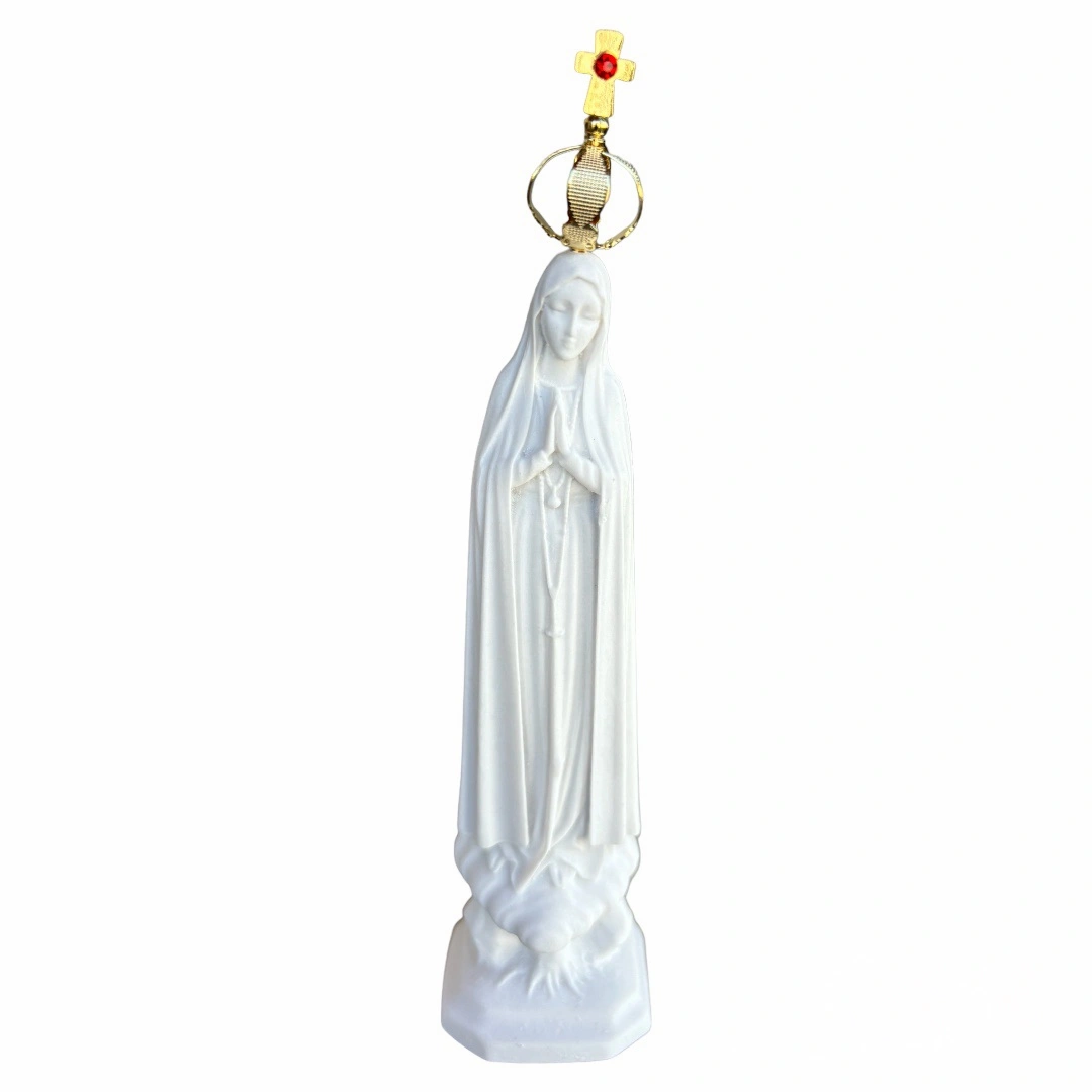 N.Sra de Fátima - Pó de Mármore - 11cm - com coroa banhado a ouro