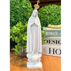 N.Sra de Fátima - Pó de Mármore - 24cm - com coroa banhado a ouro