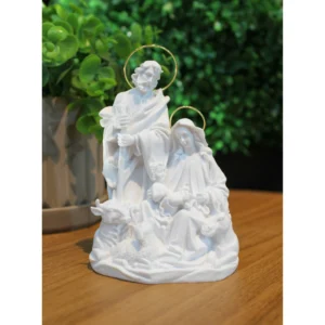 Presépio - Pó de Mármore - 12cm - com resplendor banhado a ouro