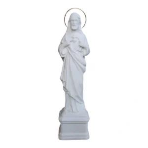 Sagrado Coração de Jesus - Pó de Mármore - 17cm - com resplendor banhado a ouro