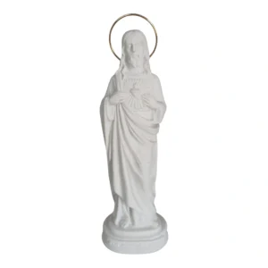 Sagrado Coração de Jesus - Pó de Mármore - 19,5cm - com resplendor banhado a ouro