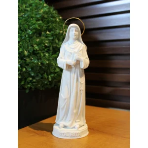 Santa Rita - Pó de Mármore - 20cm - com resplendor banhado a ouro