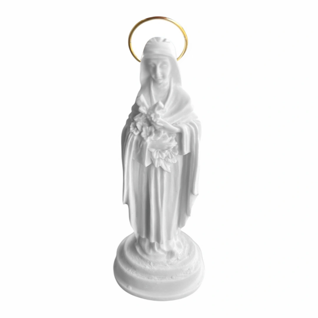 Santa Terezinha - Pó de Mármore - 12cm - com resplendor banhado a ouro