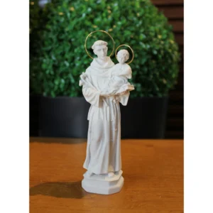Santo Antônio - Pó de Mármore - 15cm - com resplendor banhado a ouro