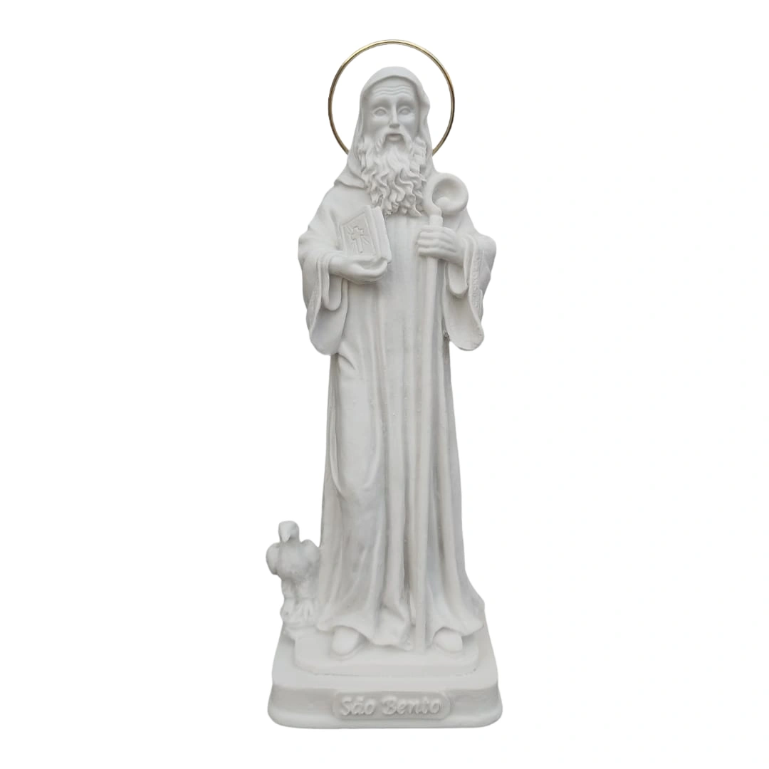 São Bento - Pó de Mármore - 20cm - com resplendor banhado a ouro