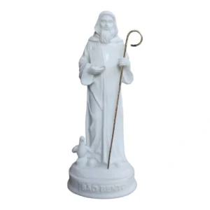 São Bento  - Pó de Mármore - 13cm - com Cajado banhado a ouro