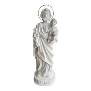 São José  - Pó de Mármore - 15cm - com resplendor banhado a ouro