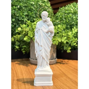 São José - Pó de Mármore - 18cm - com resplendor banhado a ouro