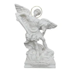 São Miguel Arcanjo - Pó de Mármore - 15cm - com resplendor banhado a ouro
