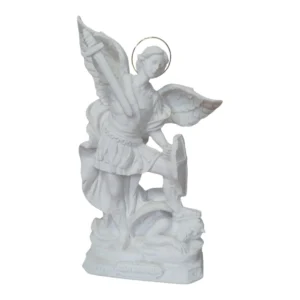 São Miguel Arcanjo - Pó de Mármore - 20cm - com resplendor banhado a ouro