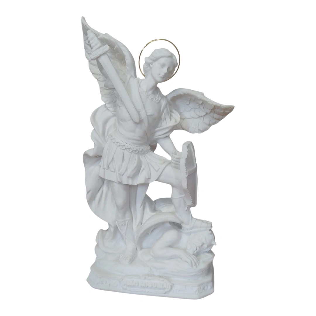 São Miguel Arcanjo - Pó de Mármore - 20cm - com resplendor banhado a ouro