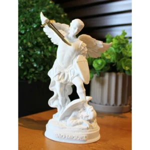 São Miguel Arcanjo - Pó de Mármore - 21cm - com espada banhado a ouro