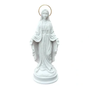 N.Sra das Graças - Pó de Mármore - 12cm - com resplendor liso banhado a ouro
