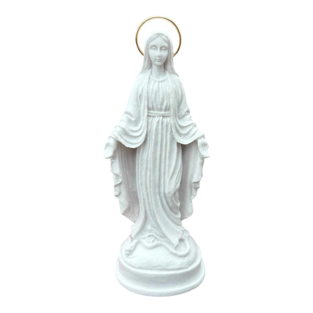 N.Sra das Graças - Pó de Mármore - 12cm - com resplendor liso banhado a ouro