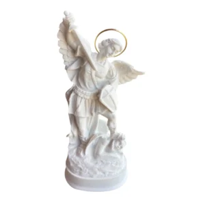 São Miguel Arcanjo - Pó de Mármore - 12cm - com resplendor banhado a ouro