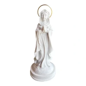N.Sra da Rosa Mistica - Pó de Mármore - 12cm - com resplendor banhado a ouro