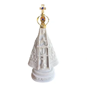 Aparecida Bandeira  - Pó de Mármore - 12cm - com coroa banhado a ouro