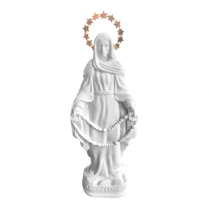 N.Sra das Lágrimas - Pó de Mármore - 15cm - com resplendor estrelado banhado a ouro