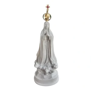 N.Sra de Fátima - Pó de Mármore - 12cm - com coroa banhado a ouro