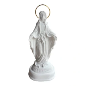 N.Sra das Graças - Pó de Mármore - 10cm - com resplendor liso banhado a ouro