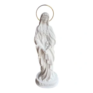 N. Sra das Dores - Pó de Mármore - 15cm - com resplendor banhado a ouro