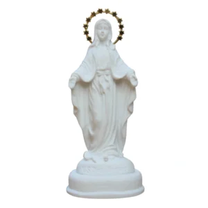 N.Sra das Graças - Pó de Mármore - 10cm - com resplendor estrelado banhado a ouro