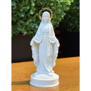 N.Sra das Graças - Pó de Mármore - 12cm - com resplendor estrelado banhado a ouro