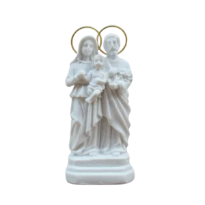 Sagrada Familia - Pó de Mármore - 9cm - com resplendor banhado a ouro