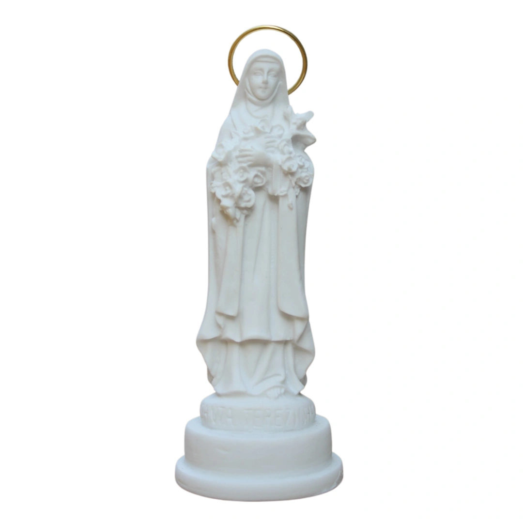 Santa Terezinha - Pó de Mármore - 9cm - com resplendor banhado a ouro
