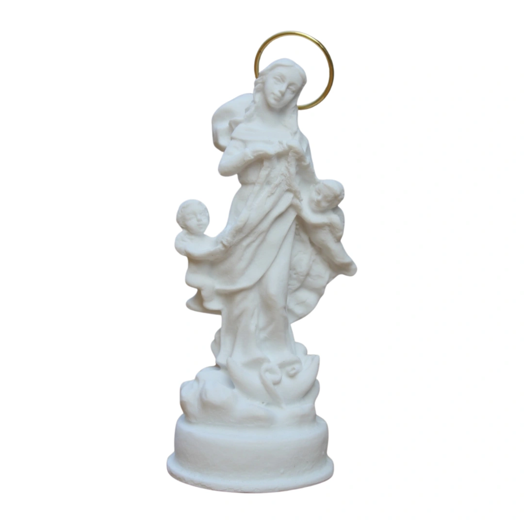 N.Sra Desatadora dos nós - Pó de Mármore - 9cm - com resplendor banhado a ouro