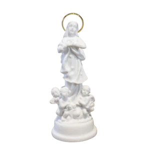 N.Sra da Conceição - Pó de Mármore - 9cm - com resplendor banhado a ouro