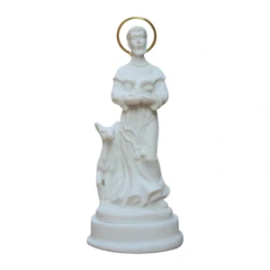 São Francisco - Pó de Mármore - 9cm - com resplendor banhado a ouro
