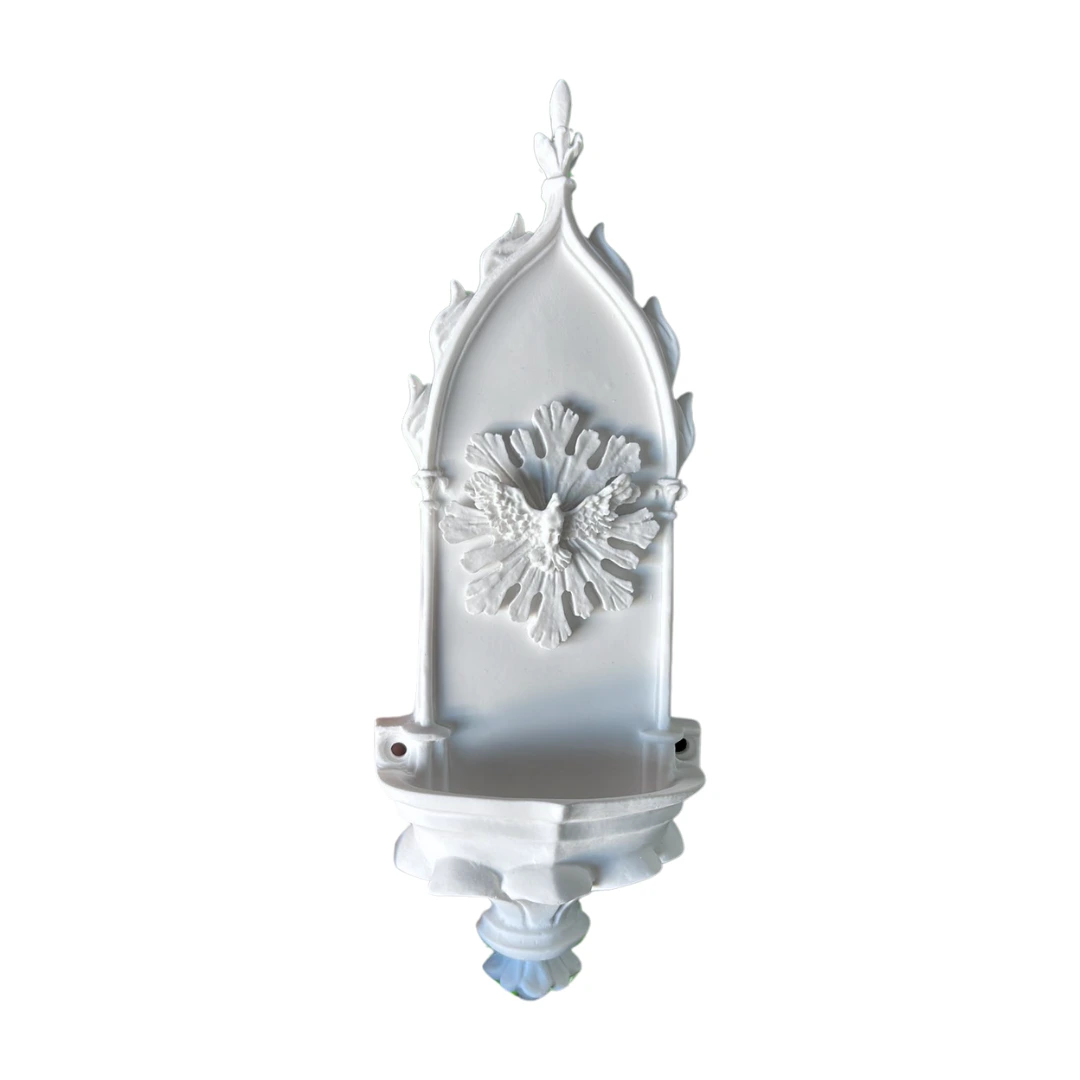 Pia Agua Benta Colonial com Espirito Santo - Pó de Mármore - 26Ax9Lcm