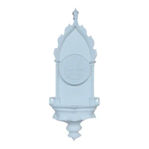 Pia Água Benta Colonial com Medalha de São Bento - Pó de Mármore - 32,5x12cm