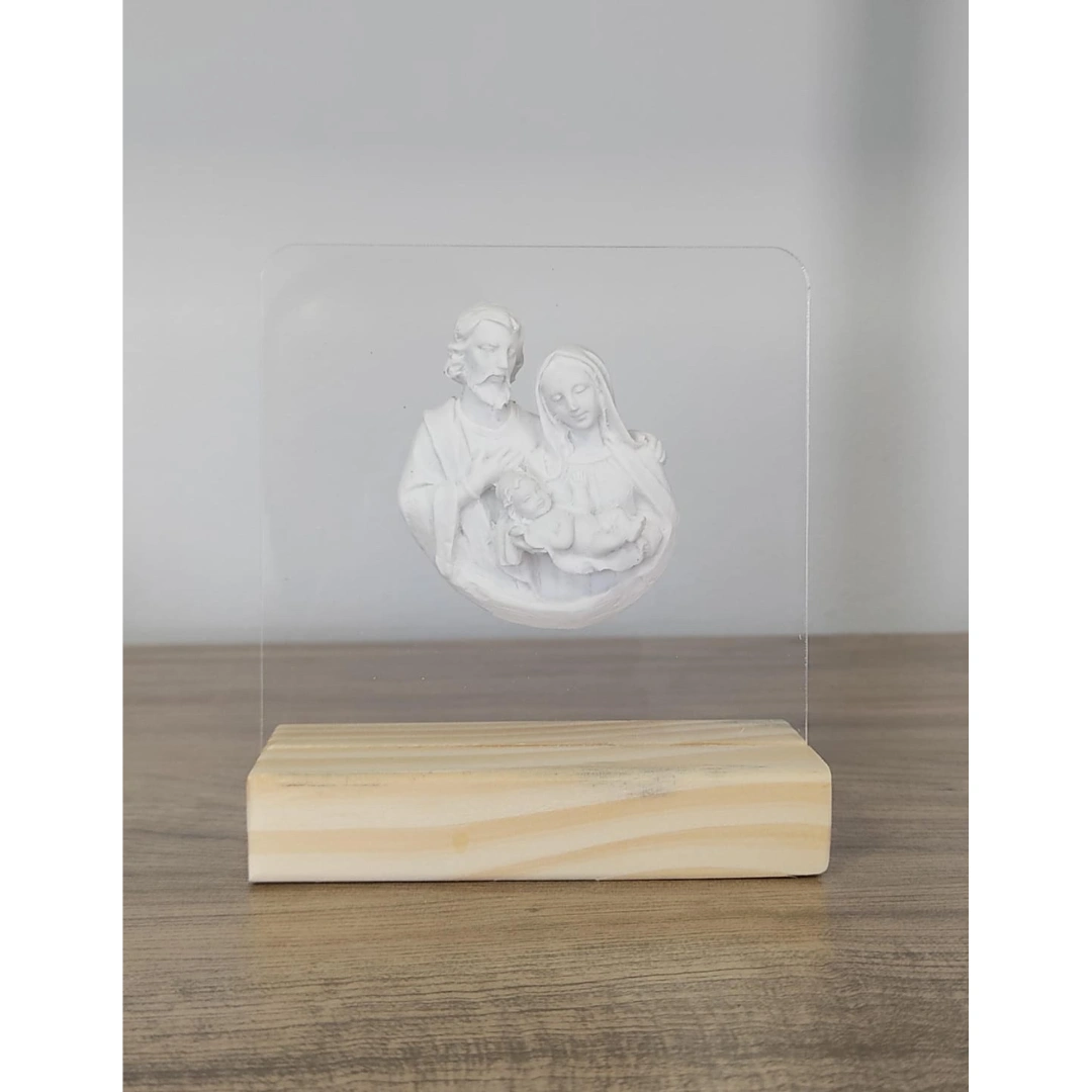 Acrilico com Sagrada Familia - Pó de Mármore - 11x10cm