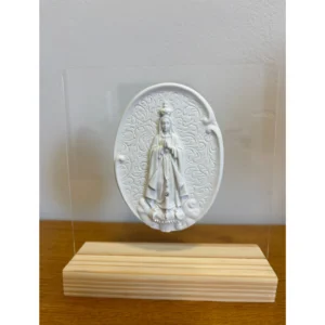 Acrilico com Medalha N.Sra de Fátima - Pó de Mármore - 16x15cm