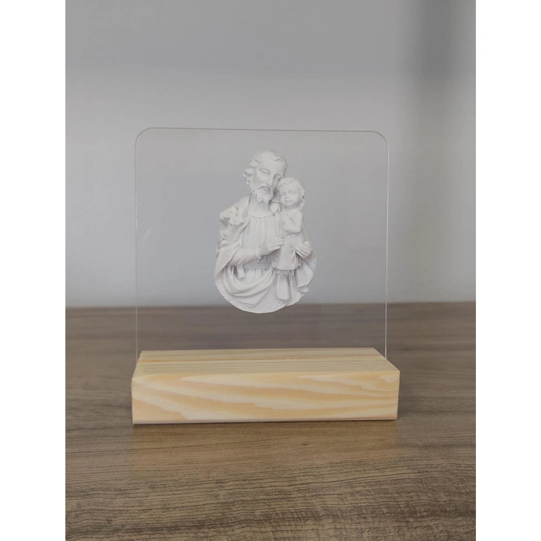 Acrilico com São José - Pó de Mármore - 11x10cm