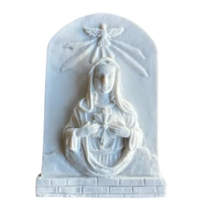 Placa Imaculado Coração de Maria - Pó de Mármore - 9,5x7cm