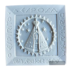 Placa Nossa Senhora Aparecida - Pó de Mármore - 8,5x8,5cm