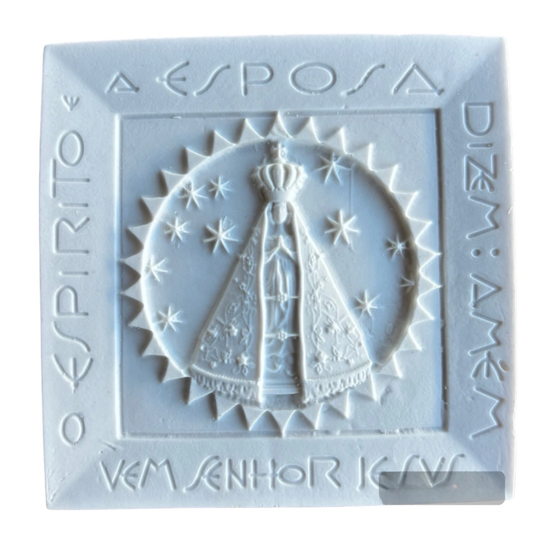 Placa Nossa Senhora Aparecida - Pó de Mármore - 8,5x8,5cm