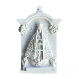 Placa Nossa Senhora Aparecida II - Pó de Mármore - 9,5x5,5cm