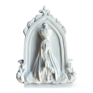 Placa Nossa Senhora de Fatima com coroa - Pó de Mármore - 10x7,5cm