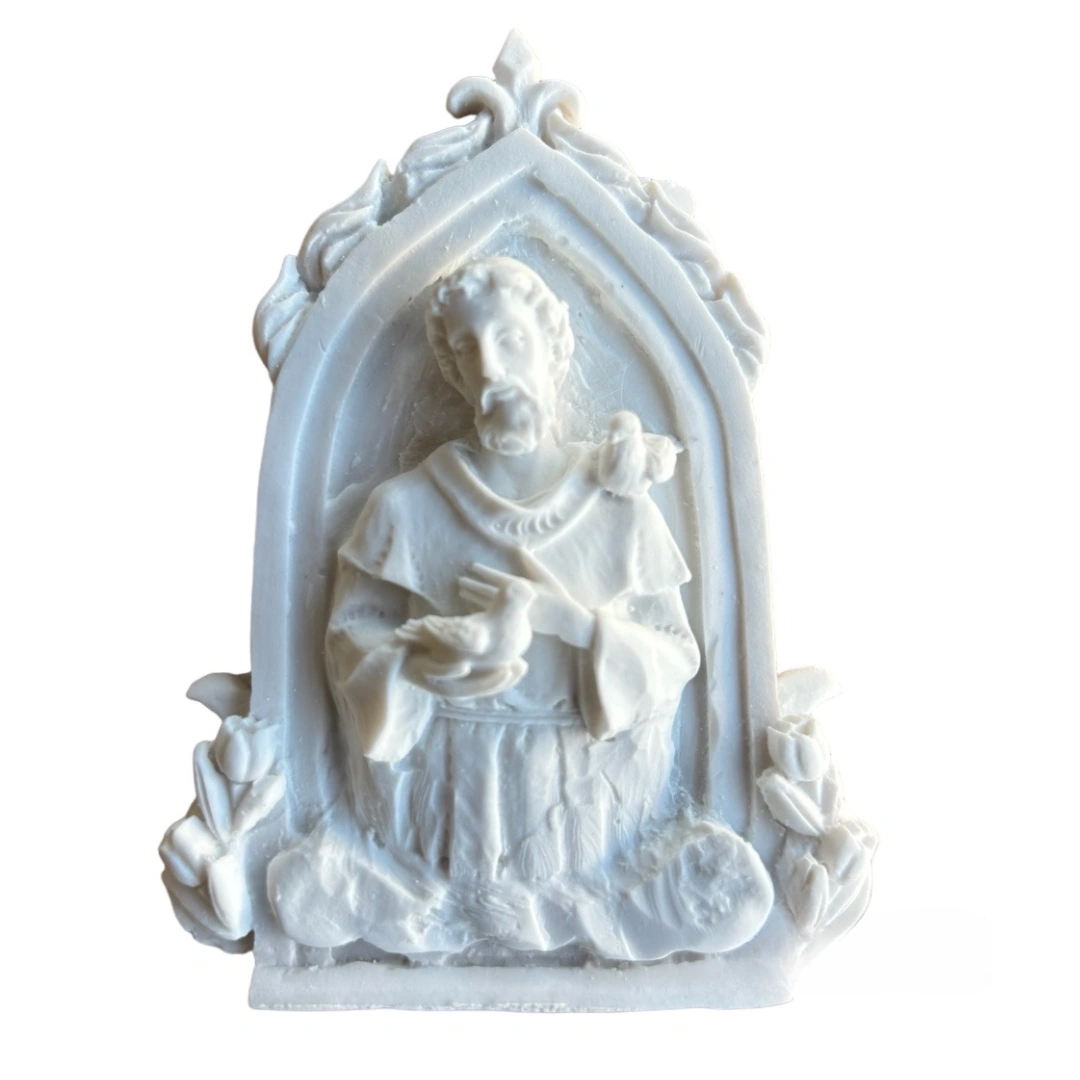 Placa São Francisco - Pó de Mármore - 10x7,5cm