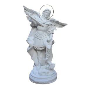 São Miguel Arcanjo - Pó de Mármore - 30cm - com resplendor banhado a ouro