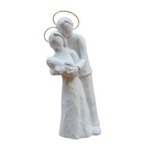 Casal Facetado - Pó de Mármore - 15cm - com resplendor banhado a ouro
