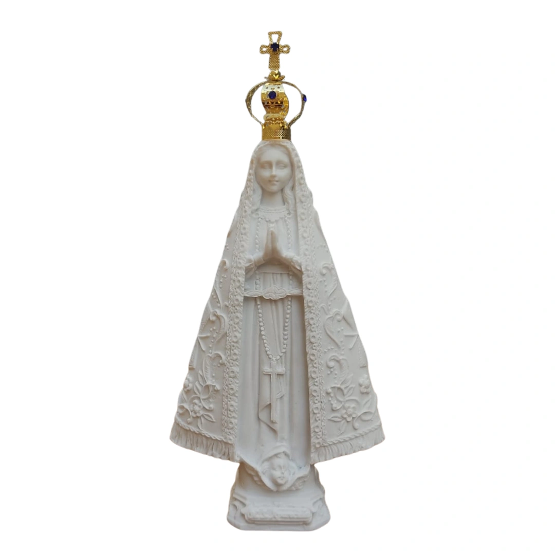 Aparecida Bandeira II - Pó de Mármore - 18,5cm - com coroa banhado a ouro