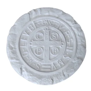 Medalha de São Bento com borda trabalhada - Pó de Mármore - 10,5 diametro