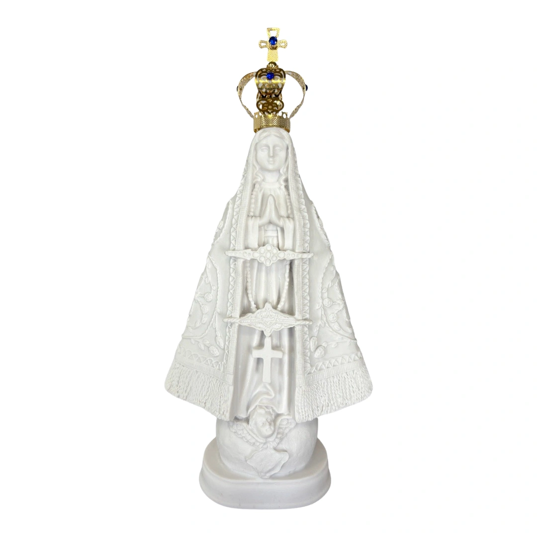 Aparecida Bandeira - Pó de Mármore - 20cm - com coroa banhado a ouro