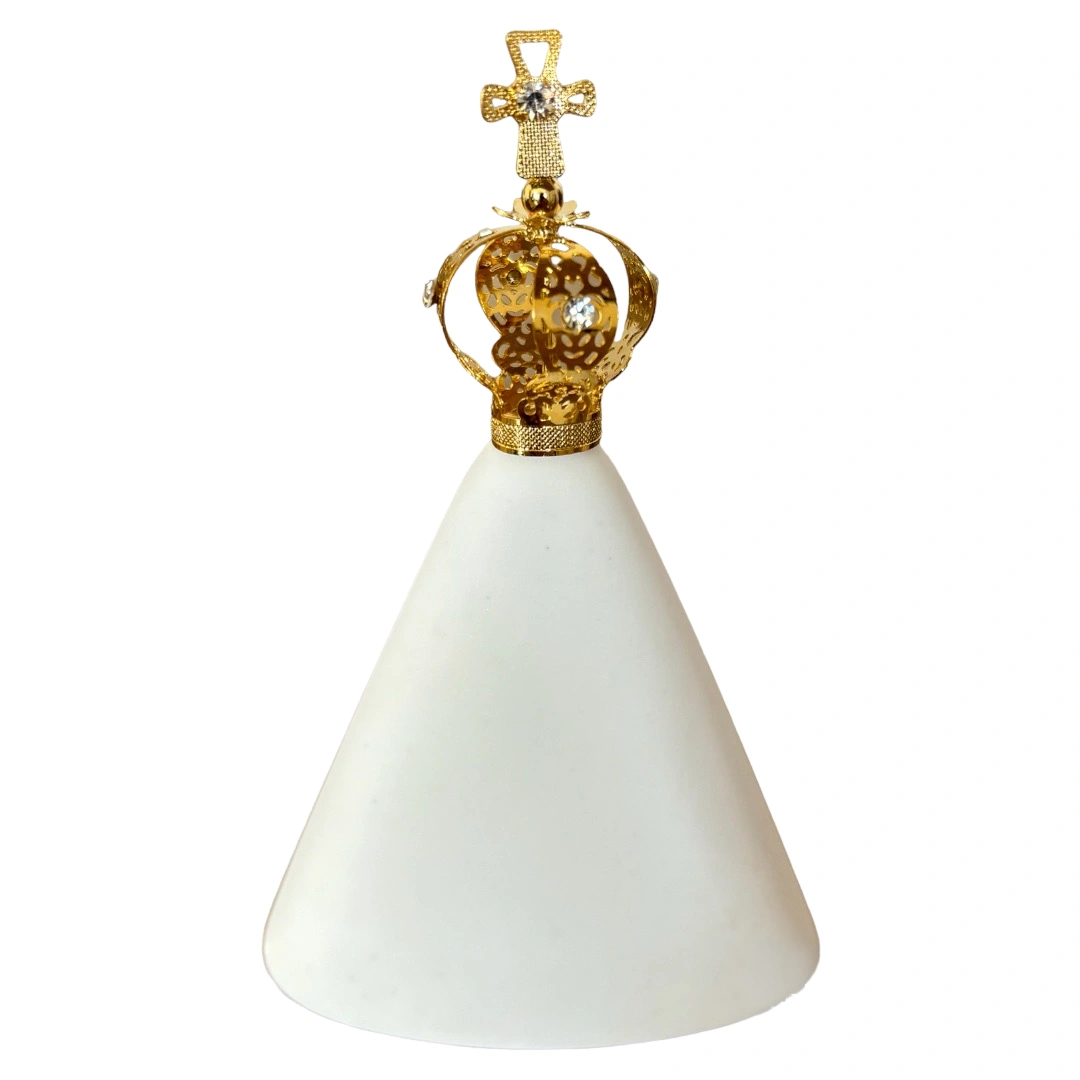Aparecida Imagem 7x7 - Pó de Mármore - 7x7cm - com coroa banhado a ouro