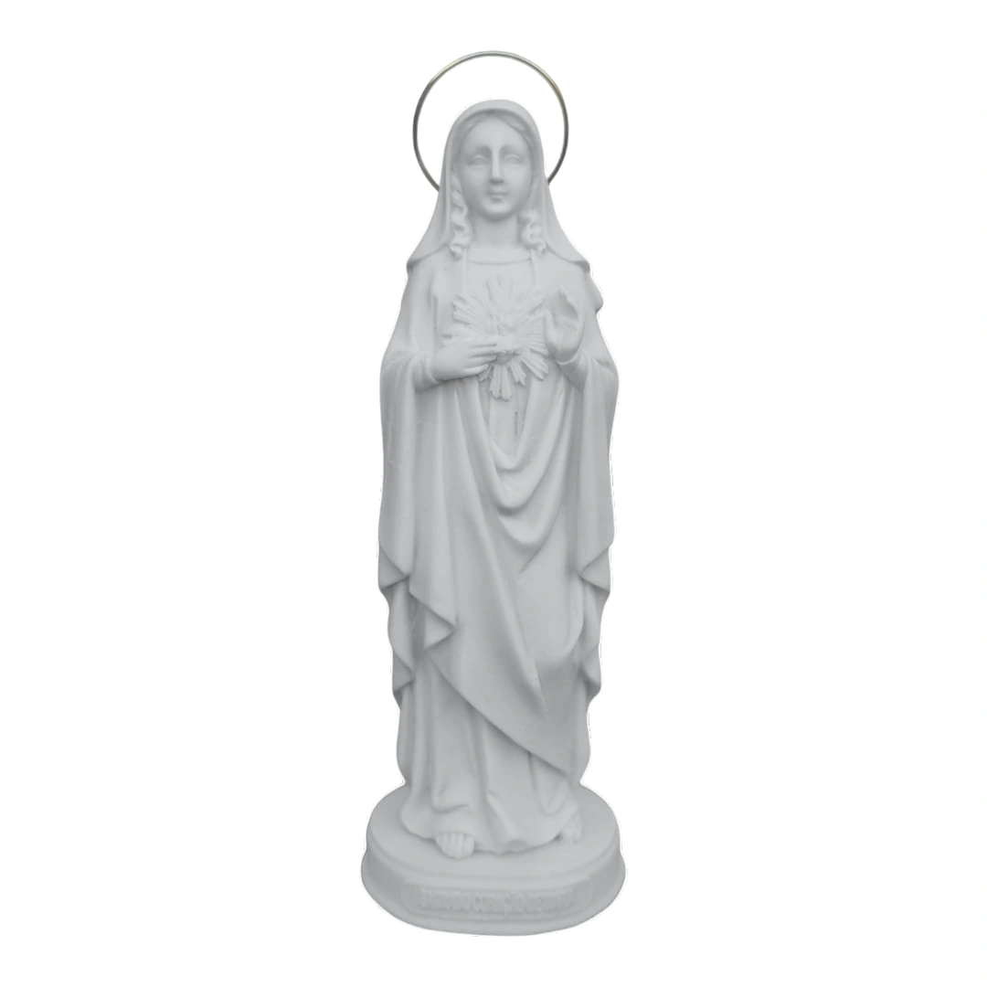 Imaculado Coração de Maria - Pó de Mármore - 20,5cm - com resplendor banhado a ouro